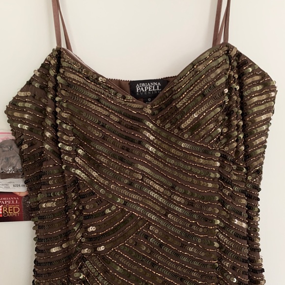 Adrianna Papell Silk Strapless Beaded Dress - Picture 3 of 7